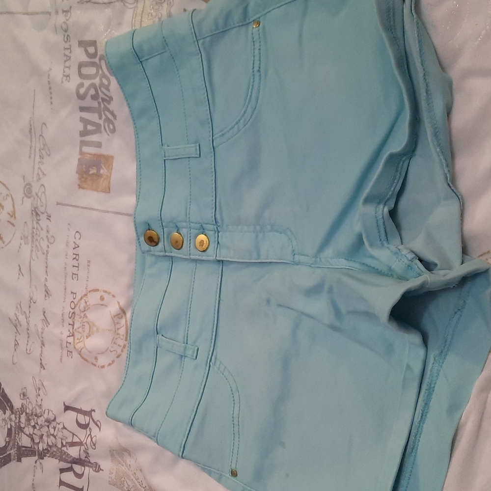 Refuge teal blue shorts.